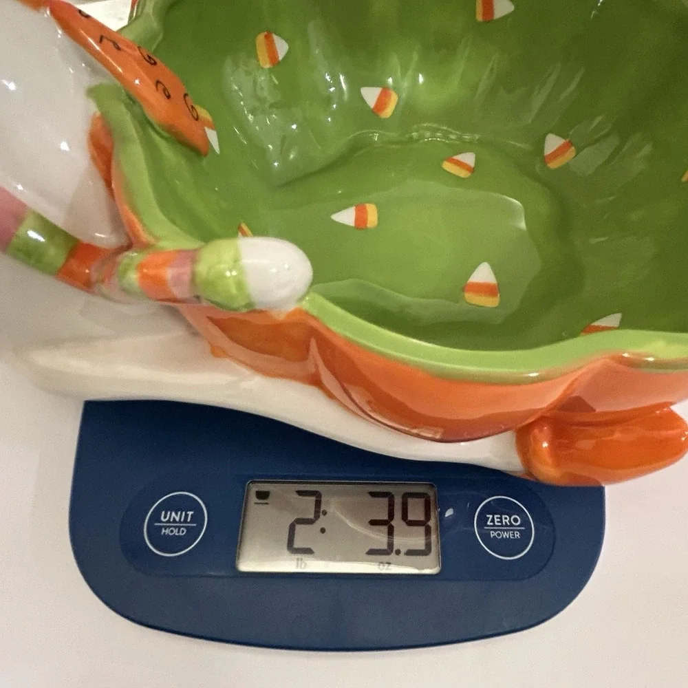 Vintage Tina Ledbetter Halloween Ghost Candy Bowl Dish Ceramic Candy Corn